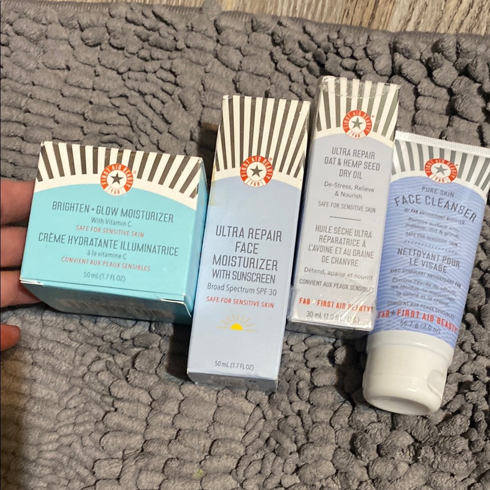 First Aid Beauty Skincare Set - Blue, White, and Cream